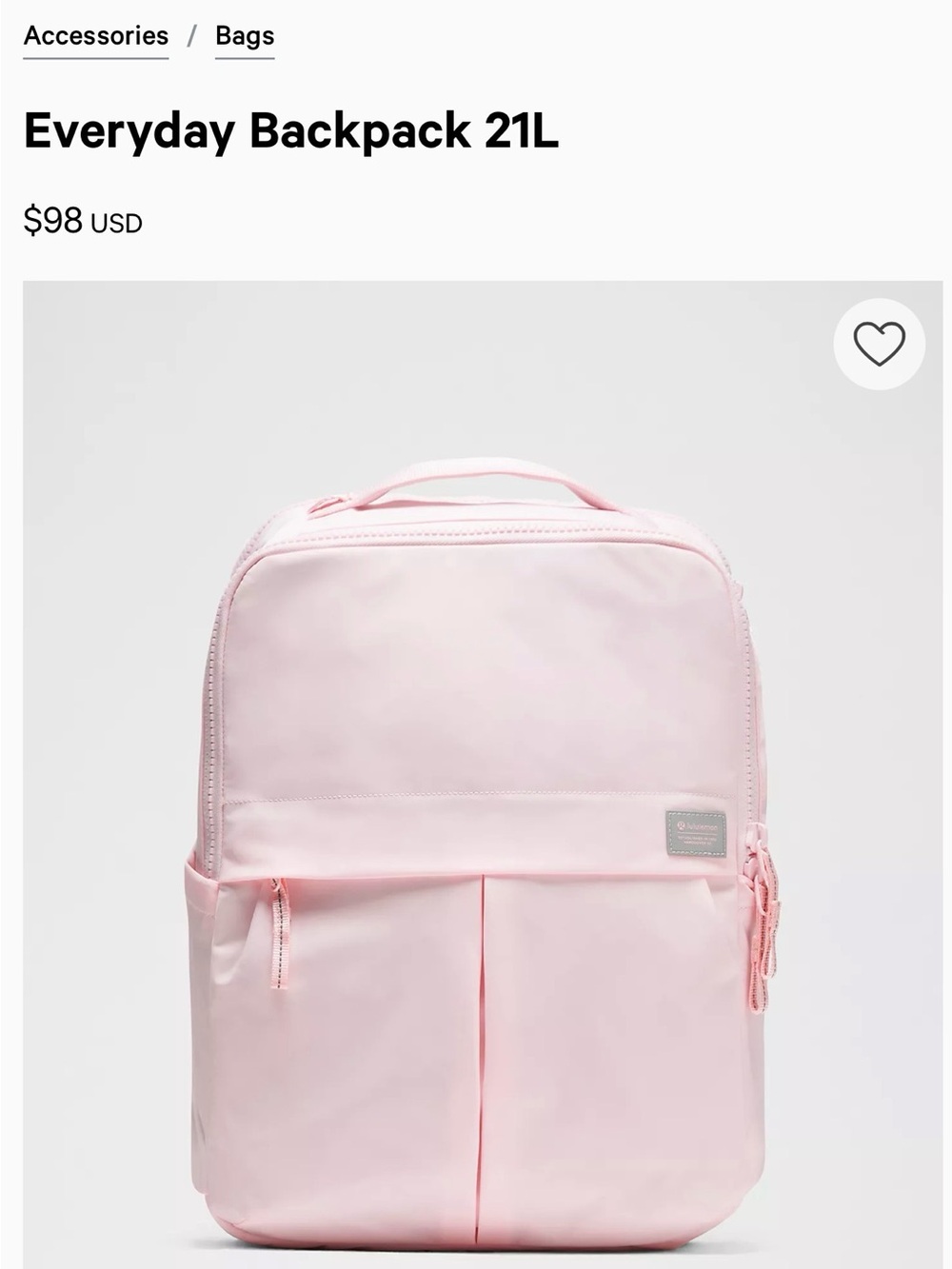 lululemon athletica Everyday Backpack - Light Pink